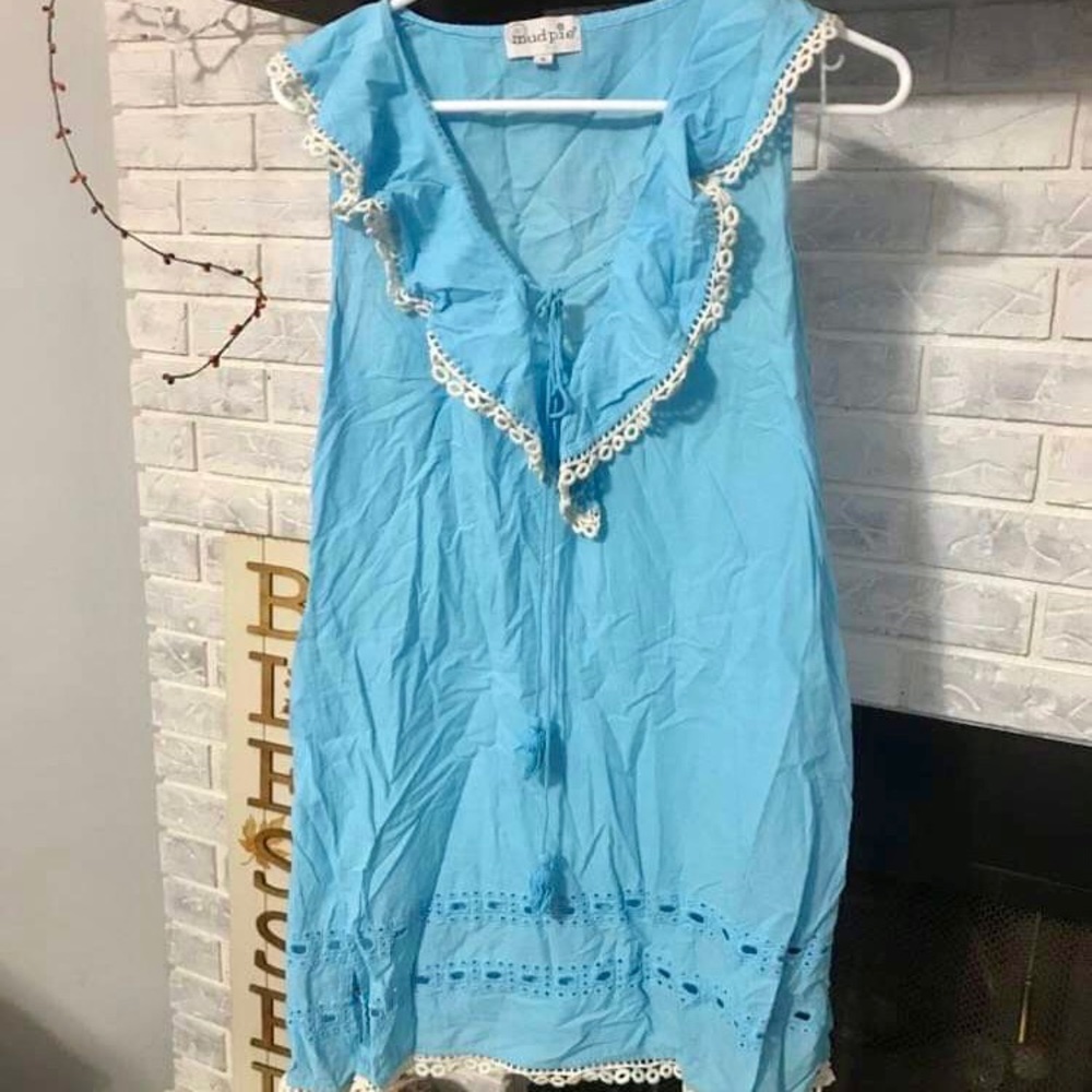 MudPie Blue Eyelet Dress size Medium